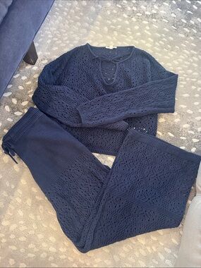 Splendid Navy Knit Pullover & Jogger Set